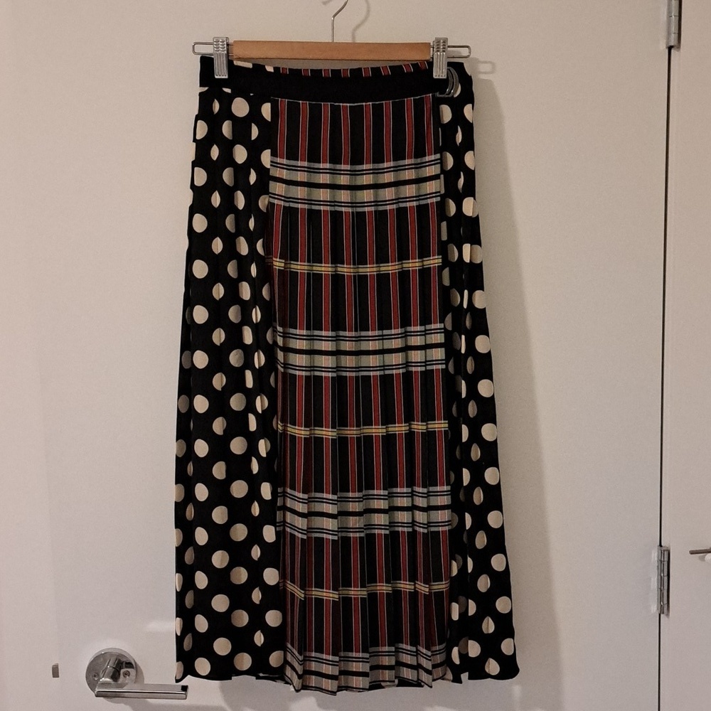 Zara Women's Polka Dot/Plaid/Floral Pleated Wrap/Circle Skirt (Size XS)